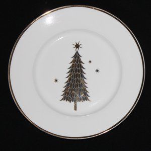 Vintage Mayfair & Jackson Shimmering Christmas Tree Salad Dessert Plate Set of 2